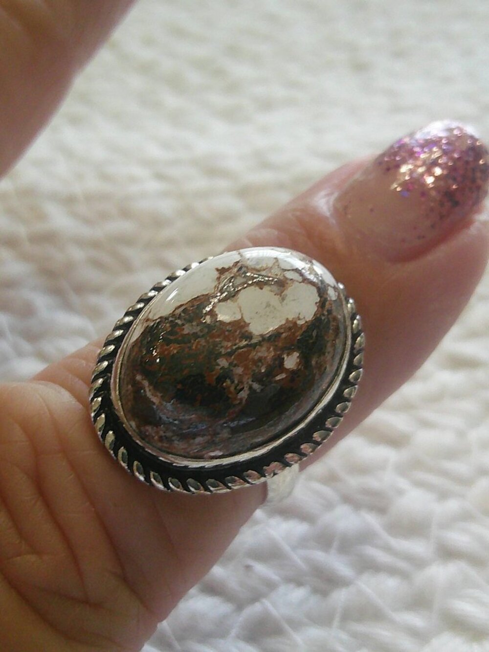 Natural WILD HORSE JASPER Handmade Sterling 925 Ring Size 7 #187F
